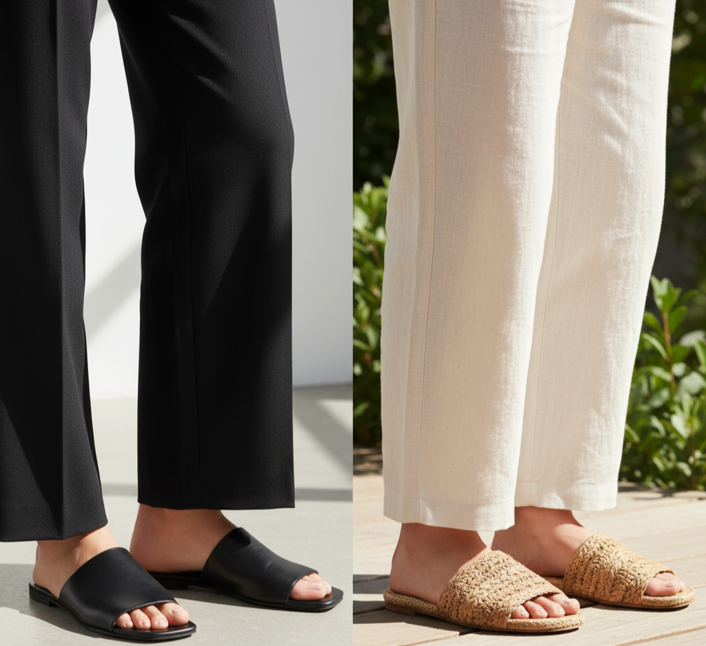 Sandals with Wide-Leg Trousers