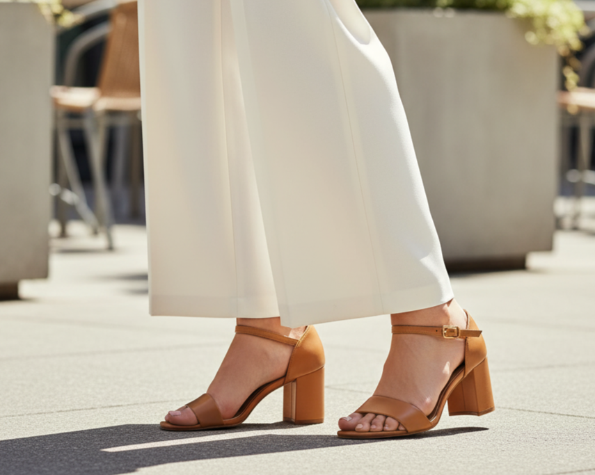 Sandals with Wide-Leg Trousers